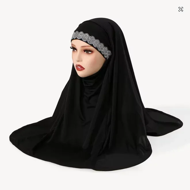 

Мусульманский головной убор One Piece Amira Diamonds: мгновенный шарф-хиджаб из джерси, тюрбан, накидка на голову, никаб, боннет, турбанте.