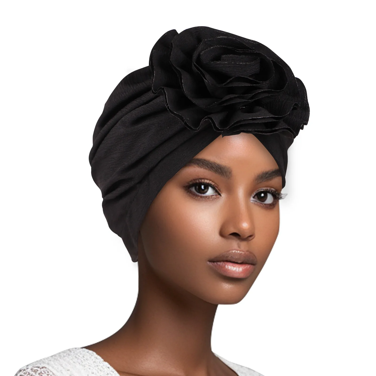 

Indian Hat Women Flower Pleated Turban Muslim Chemo Cap Headscarf Inner Hijab Head Wrap Beanies Bonnet Hair Loss Headband Cover