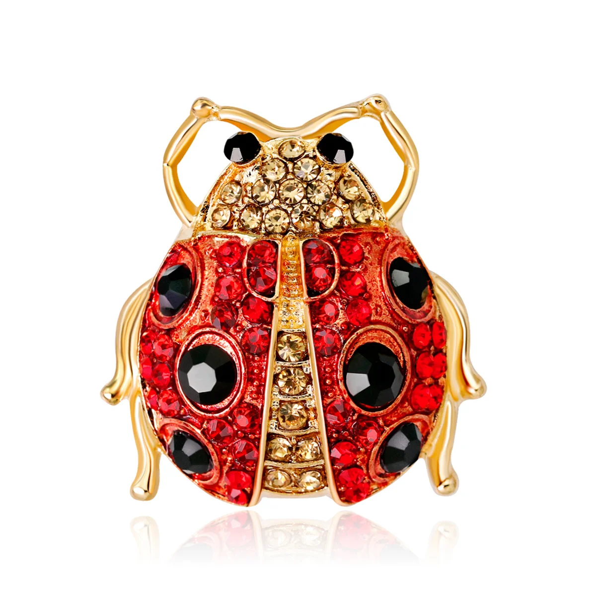 Exquisite Cute Small Ladybird Brooch For Women Charm Rhinestone Insect Animal Trend Enamel Pins Clothing Badge Christmas Jewelry