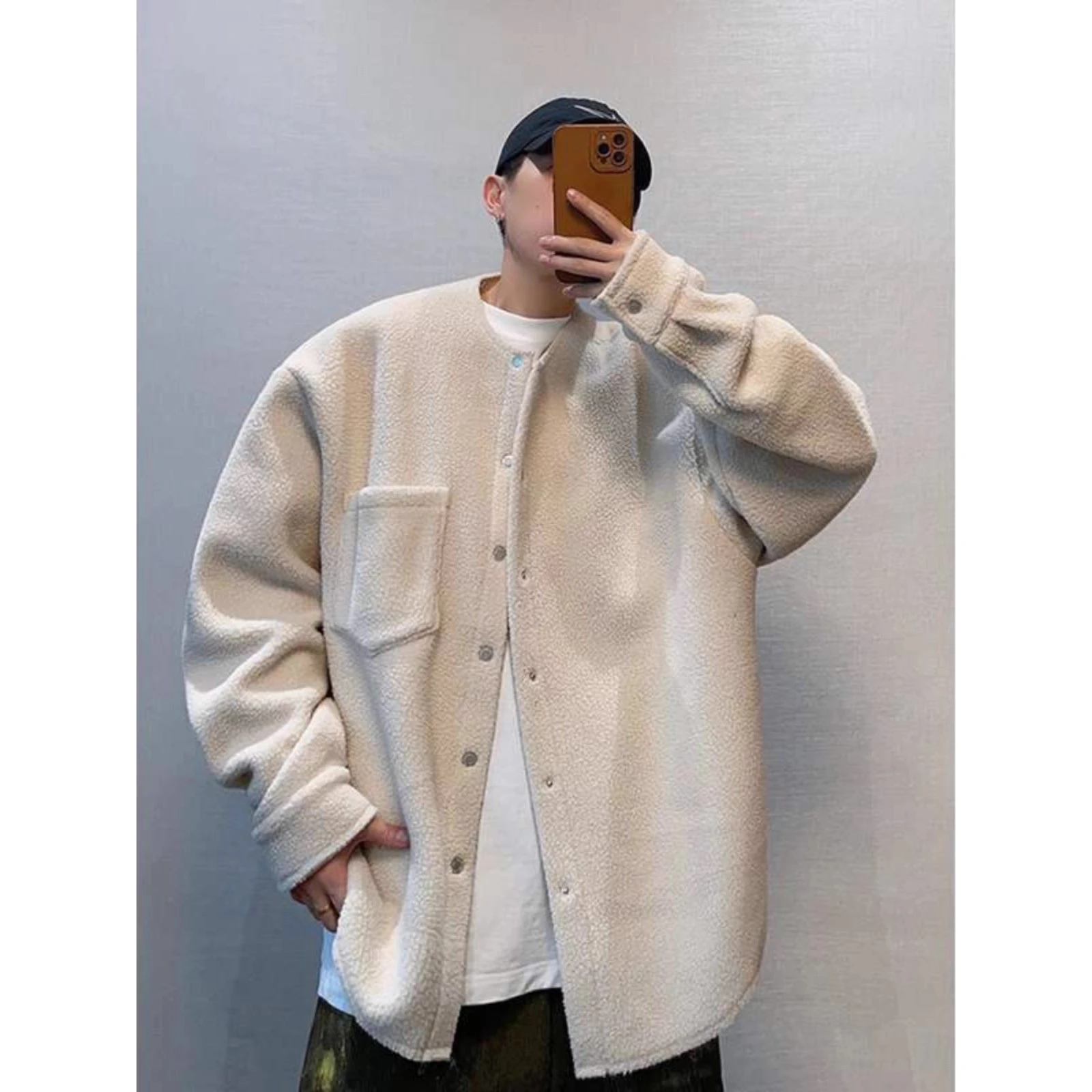 

Осень-зима, большие размеры 300, сум, Гонконг, Sle, ретро, чистый цвет, овечья меховая подкладка, свободная верхняя одежда из дэт для мужчин