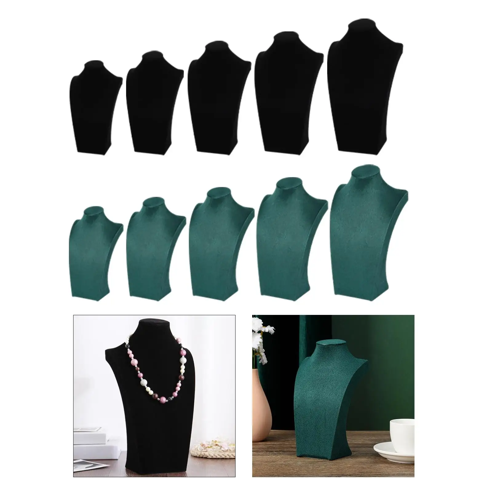 المخملية قلادة تمثال نصفي مجوهرات التمثال حامل قلادة عرض عارضة أزياء لخزانة عرض صورة الدعامة تخزين الديكور #4