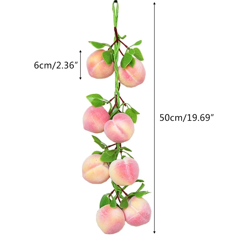 Artificial Peach Branches Simulation Fruit Skewer Fake Fruit Props for Kitchen Table Party Decoration Anti Fading D08D