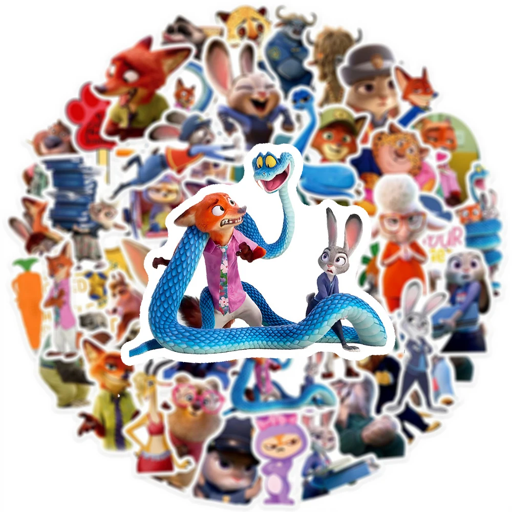 10/30/50 szt. Klasyczne naklejki z filmu Disneya Zootopia 2, urocze naklejki z królikiem Judy, lisem Nickiem, kreskówkowe naklejki DIY na bagaż, telefon, naklejki anime, zabawka