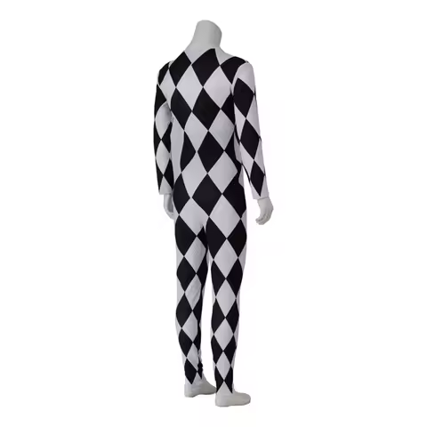 CyQueen Lead Vocals Freddie Mercury Cosplay Costume Black and White grid Jumpsuit Performance Stage Bodysuit Halloween Part LA37