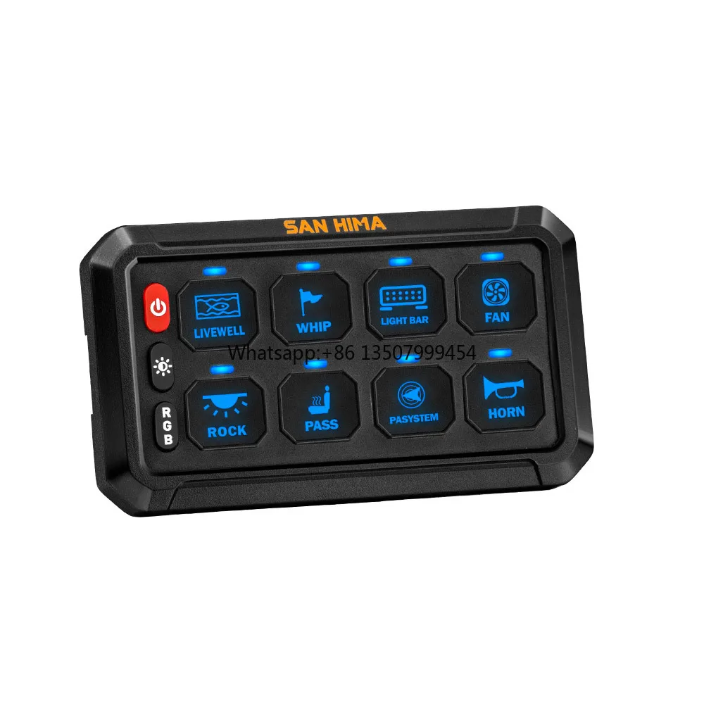 

SAN HIMA DC 12V 24V Universal 4x4 Offroad Car Truck RV Trailer IP65 Waterproof Blue-tooth Control 8 Gang Switch Panel System