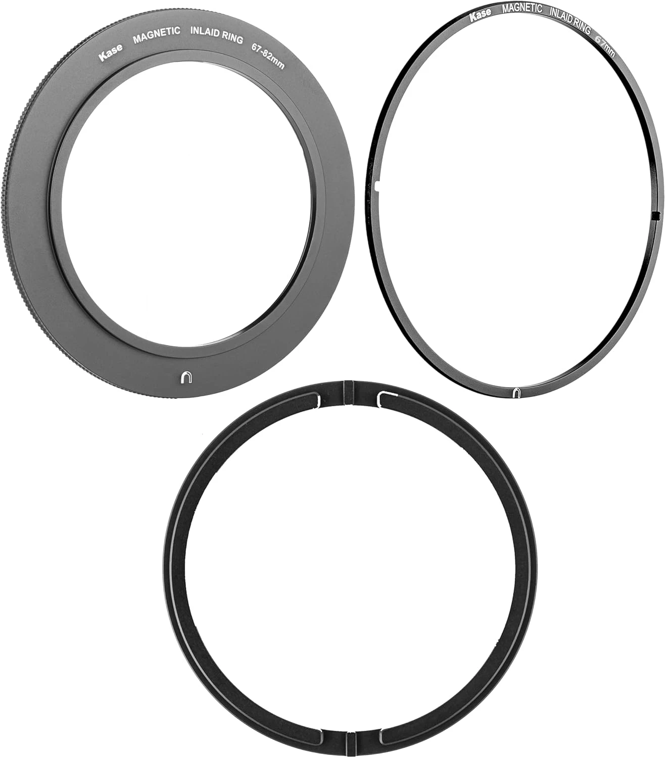 Kase Revolution 3‑Piece Kit 67mm Inlaid Adapter 67‑82mm Magnetic Step Ring With 3D Install Removal Tool For Camera Lenses