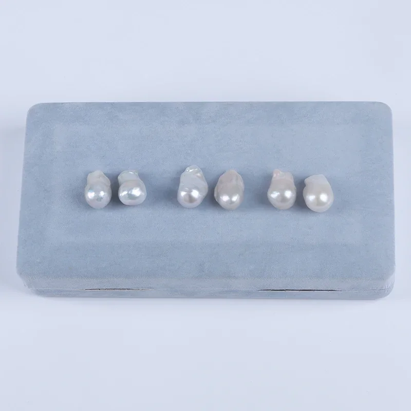 11-14mm white middle size baroque fireball shape freshwater Pearl zhuji pearl loose beads in pair