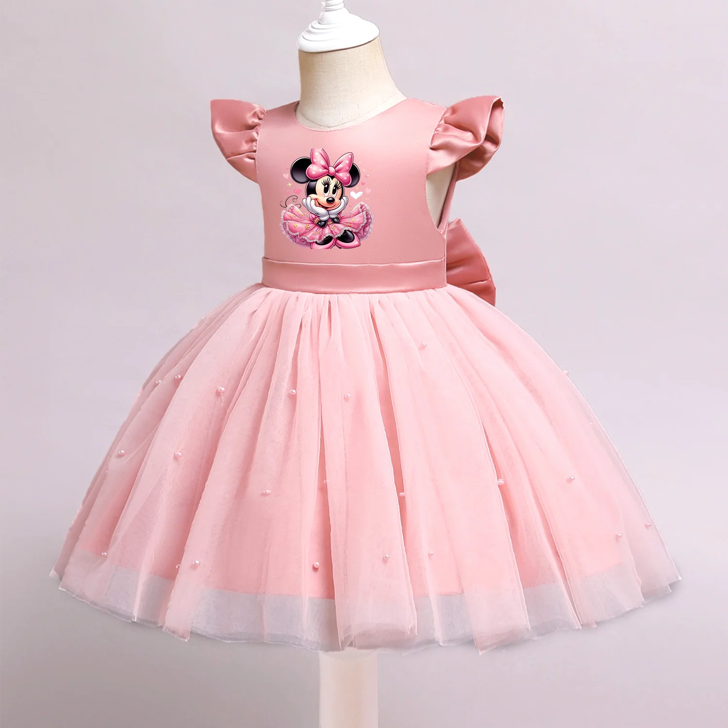 

Mickey Minnie Mouse Summer Girls Princess Lace Dresses Kids Casual Tutu Dresses Outfits Children Birthday Party Wedding Dress