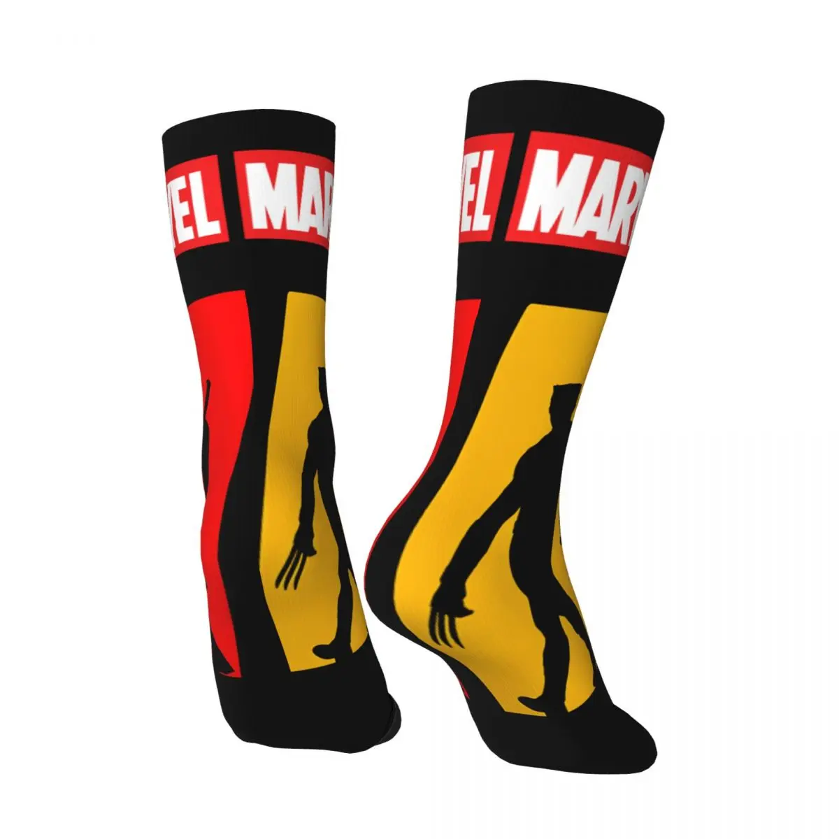 Funny Happy Heroic Entry Men's Socks Vintage Harajuku Marvel X-man Deadpool & Wolverine Hip Hop Novelty Casual Crew Crazy Sock