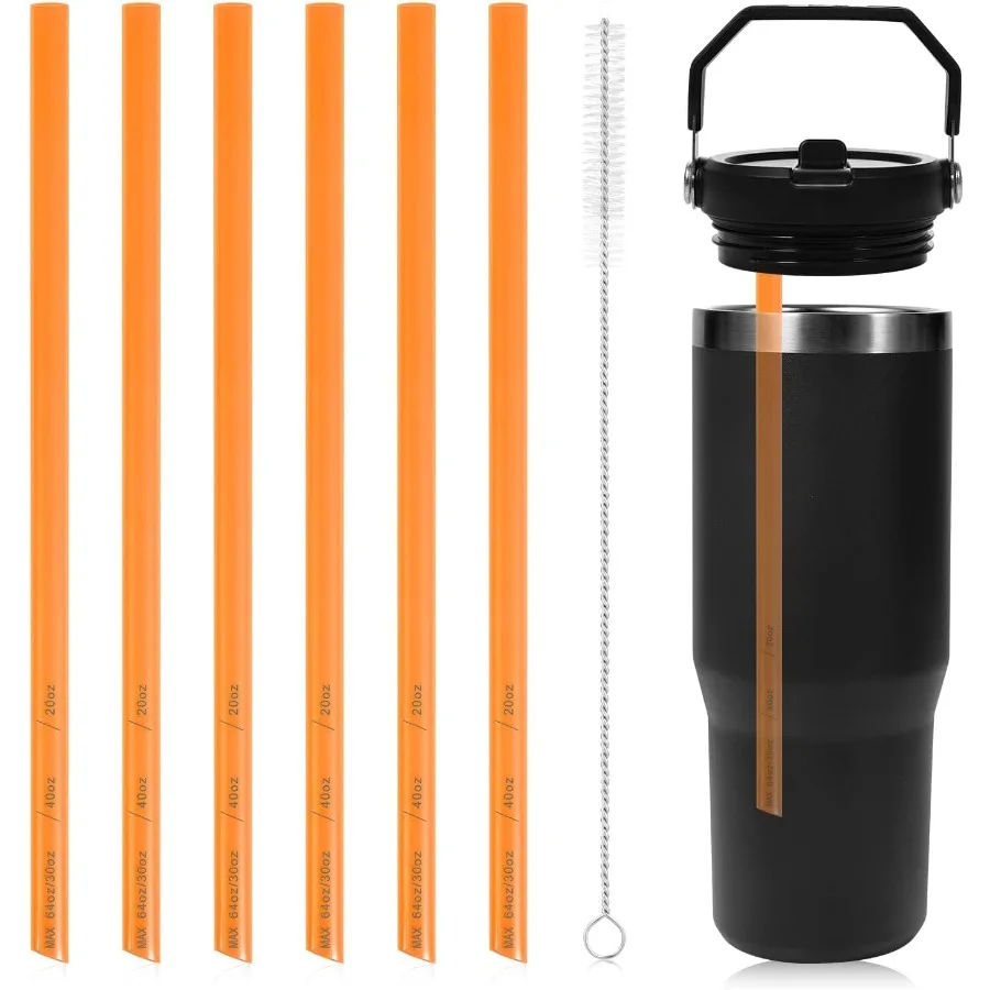 

6pcs Replacement Straws for Stanley IceFlow Stainless Steel Tumbler 30oz Reusable Plastic Straws Compatible with Stanley IceFlo