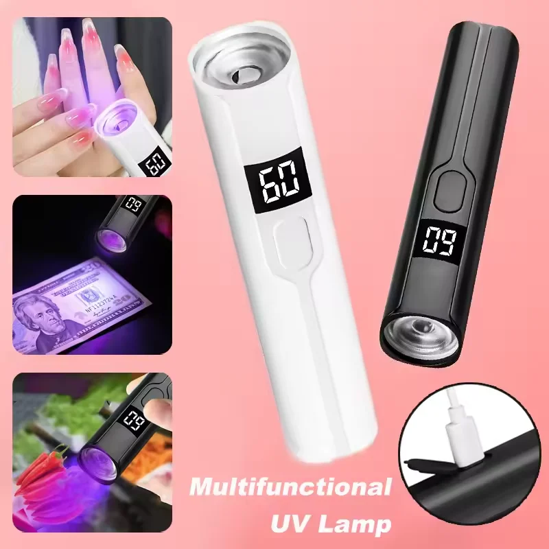 

Professional Nail UV LED Lamp Timing Display Rechargeable Flashlight Portable Mini Nail Dryer Stand UV Lamp for Nail Art Curing