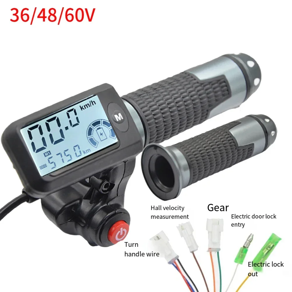 Electric Scooter Throttle Grip with Larger LCD Display 3 Speed Gear Switching and Real Time Voltage Measurement