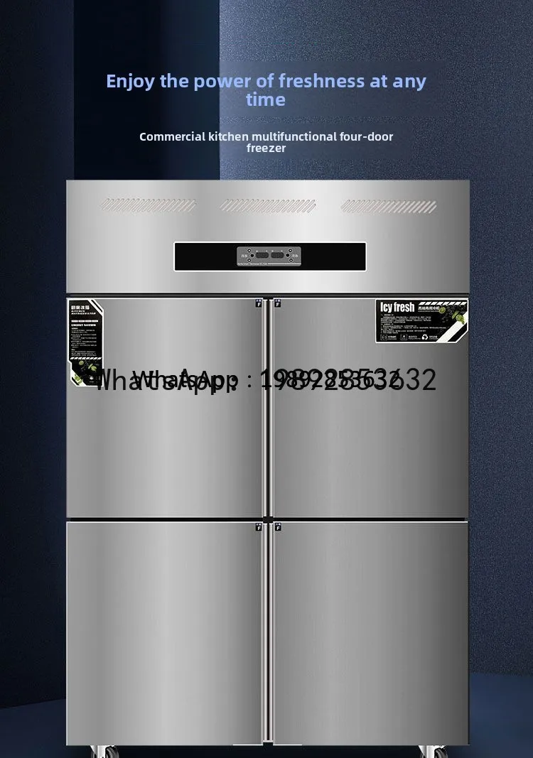 AB  Four-Door Refrigerator Commercial Refrigeration Freezer Fresh-Keeping Cabinet Kitchen Hotel Stainless Steel Six-Door