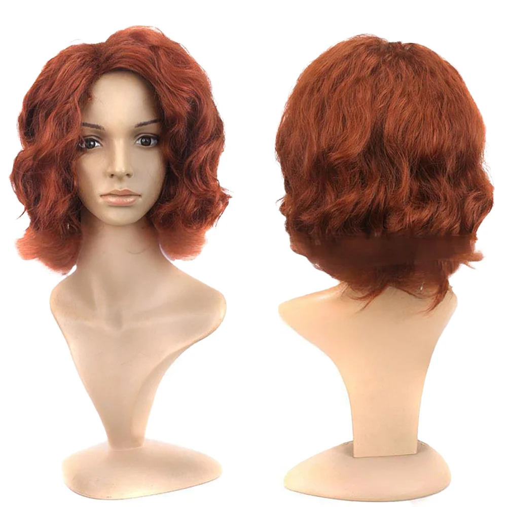 

Black Widow Cosplay Synthetic Hair Wine-Red Short Curly Hair Suitable For Women'S Daily Party Role-Playing Heat-Resistant Wig