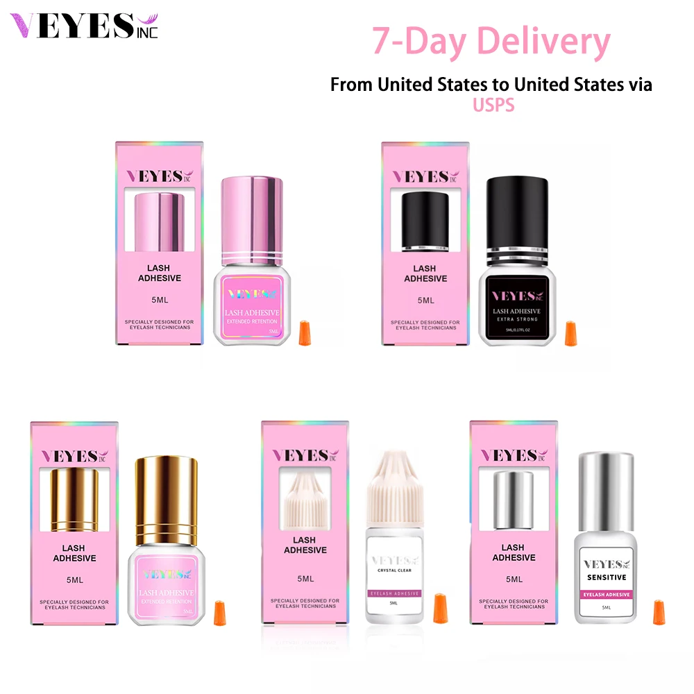 Veyes Inc 5 ml Wimpernverlängerungskleber Veyelash 0,5 Sekunden schnell trocknender starker Wimpernkleber 7 Wochen Retention Volumen Make-up-Tools