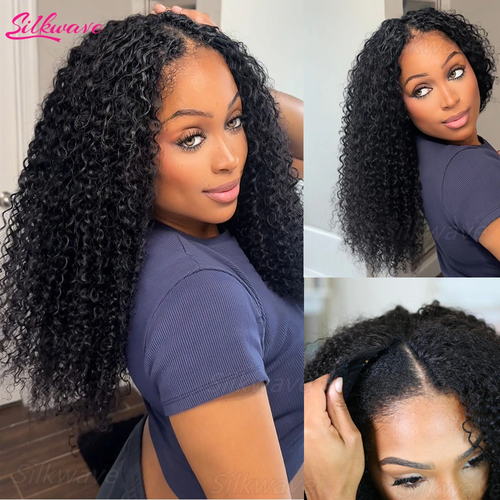 

V Part Wig Human Hair Kinky Curly No Leave Out Brazilian Deep Wave Human Hair Wigs for Women Water Wave Wigs No Glue Remy Wig