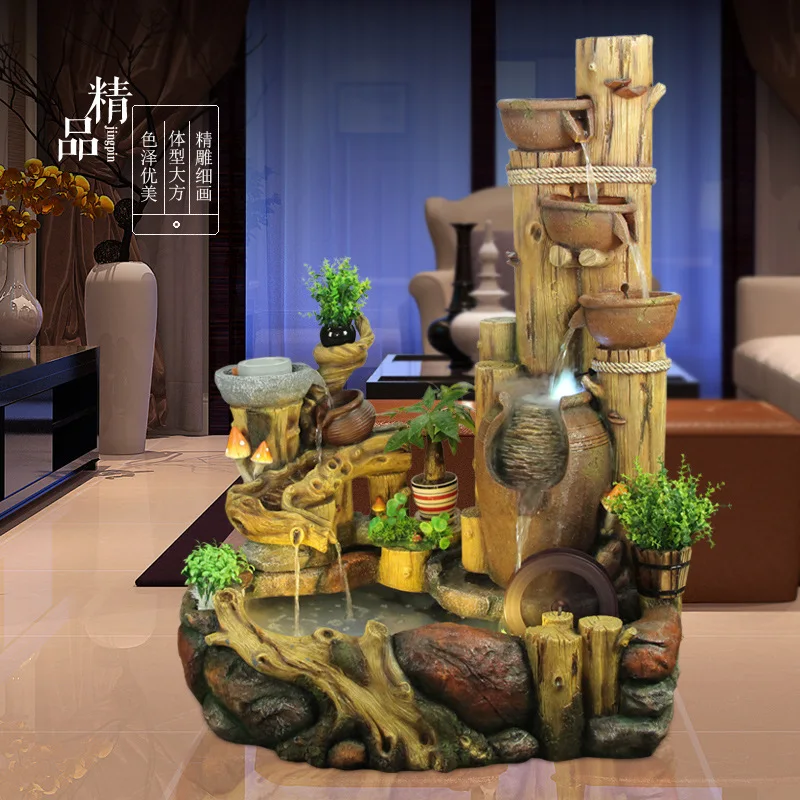 Pastoral fountain flowing water ornament, living room fish pond floor furniture