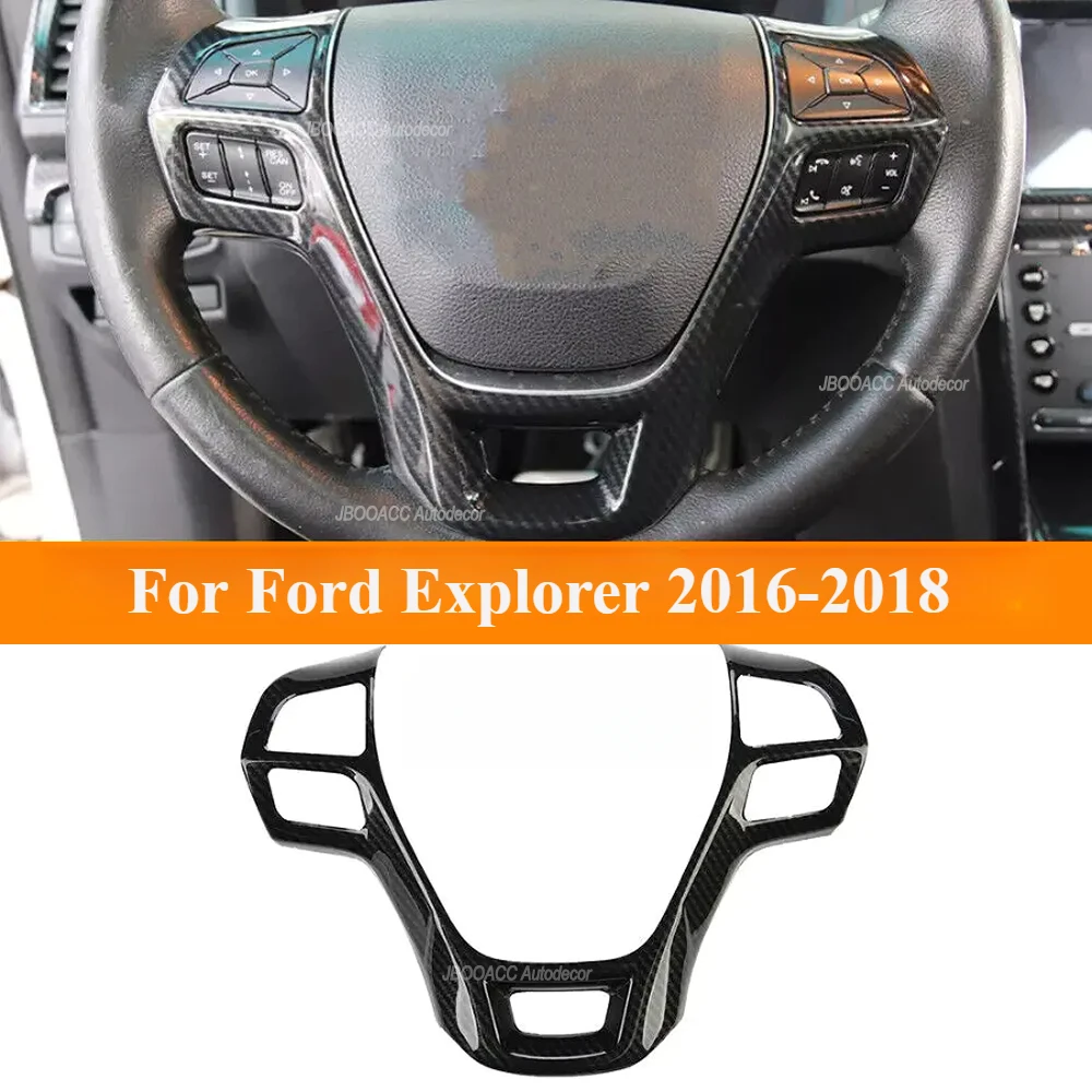 

For Ford Explorer 2016-2018 ABS Carbon Fiber Pattern Interior Car Steering Wheel Cover Trim Frame Anti-scratch Stickers Decor