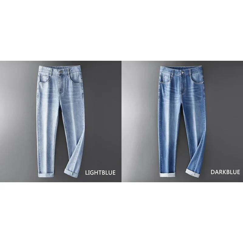 Brownon marca masculina designer jeans para homem 2025 primavera e verão novos jeans lavados meados de linha reta luz elástica jeans roupas masculinas