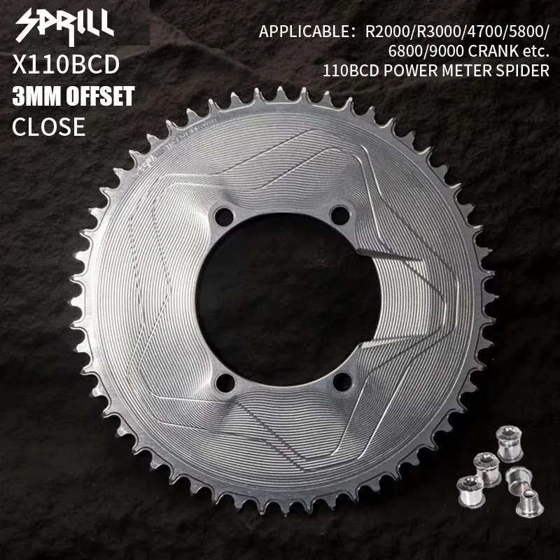 SPRILL 110BCD 3mm offset (4-bolt AERO) Round Narrow Wide Chainring