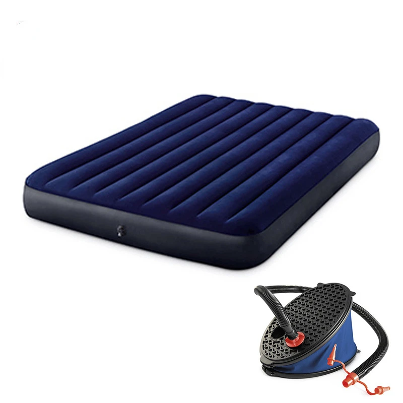 Matelas gonflable pliant bleu, lit à air, simple, double, grande taille, épais, domestique, extérieur, pratique