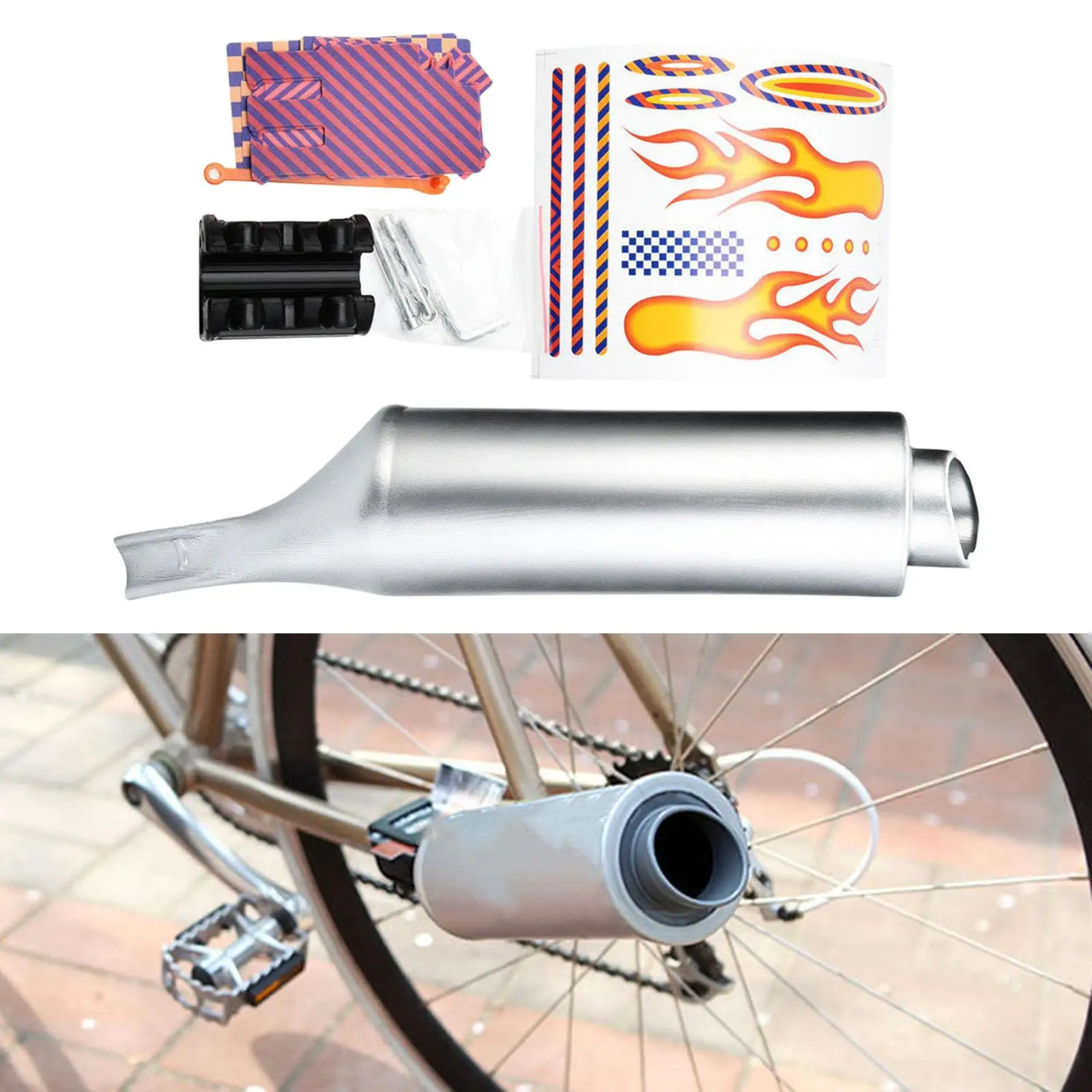 Bike Spoke Pipe with Sound Effect Round Muffler Exhaust Modification