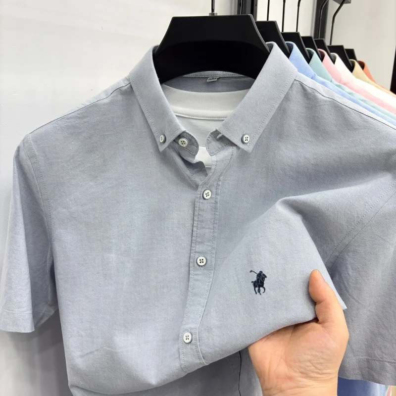 High end 100%cotton short sleeve shirt luxury brand Paul Pony embroidery summer new top fashion business golf casual men's wear