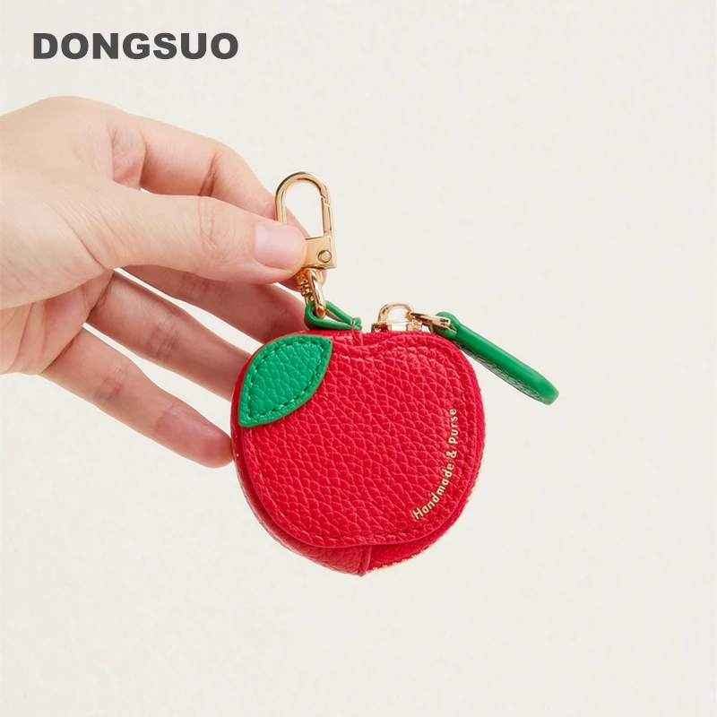 

Red apple Fruit Charm coin purse cute key chain mini pouch Wallet gift for girl women