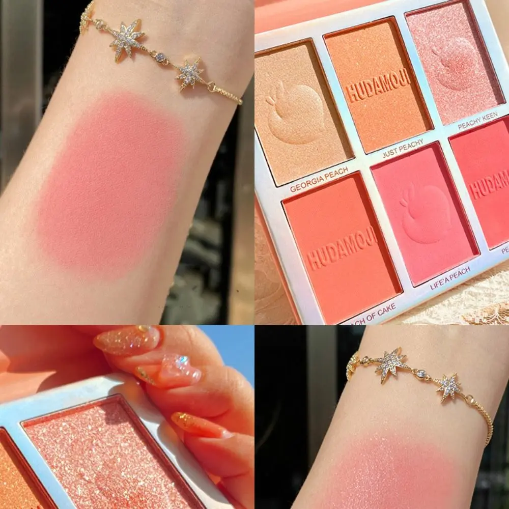 Wodoodporny rozświetlacz Sześć kolorów Cień do powiek Różowy puder rozświetlający do oczu Długotrwały brokatowy róż do policzków Paleta letnia