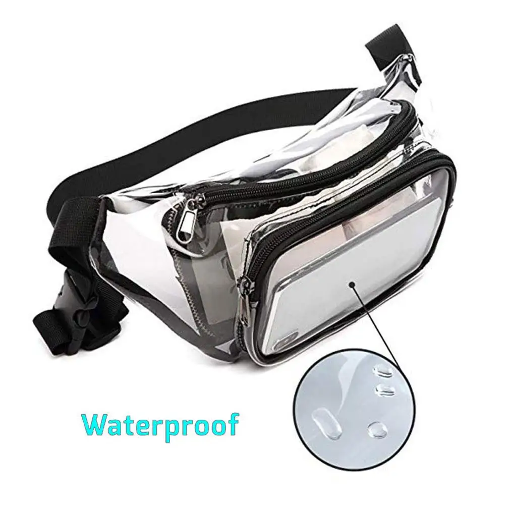 Multi Pockets Waterproof Transparent Waist Bag Adjustable Strap Double Pockets Crossbody Belt Bag For Sports - view 4