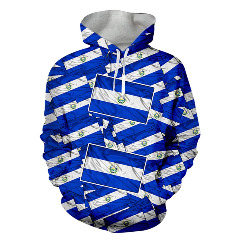 Salvadoran National Flag Emblem 3D Printed Men\'s And Women\'s Casual Fashion Sports Avant-garde Trend Hoodie Cool Street Hip-hop