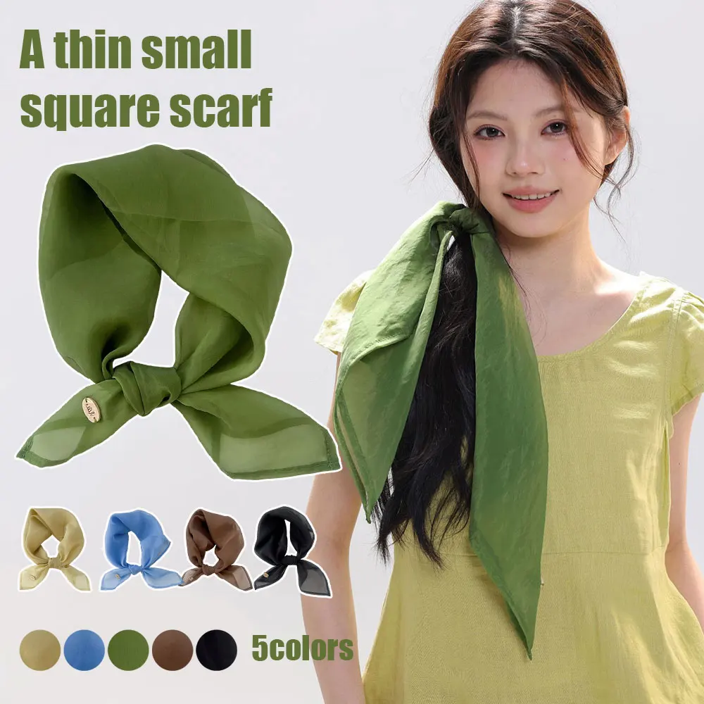 

Fashion Women 67cm Small Square Scarf Multi-function Headband Headscarf Outdoor Sun Protection Shawl Thin Breathable Hair Scarf
