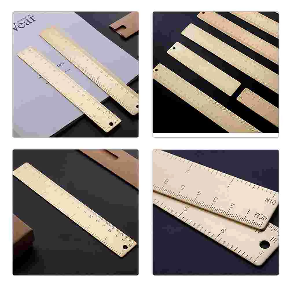 Brass Ruler s Premium Thin Light Bookmark Measuring Tool Double Scale Straight Drafting Ruler Safe Practical Affordable