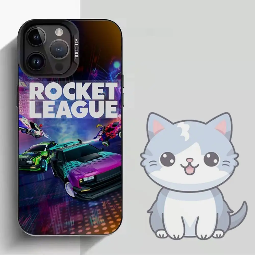 حافظة هاتف لعبة R-Rocket L-League لهاتف iPhone 16,15,14,13,12,11,Mini,Pro,MAX غطاء أسود غير لامع مقاوم للصدمات