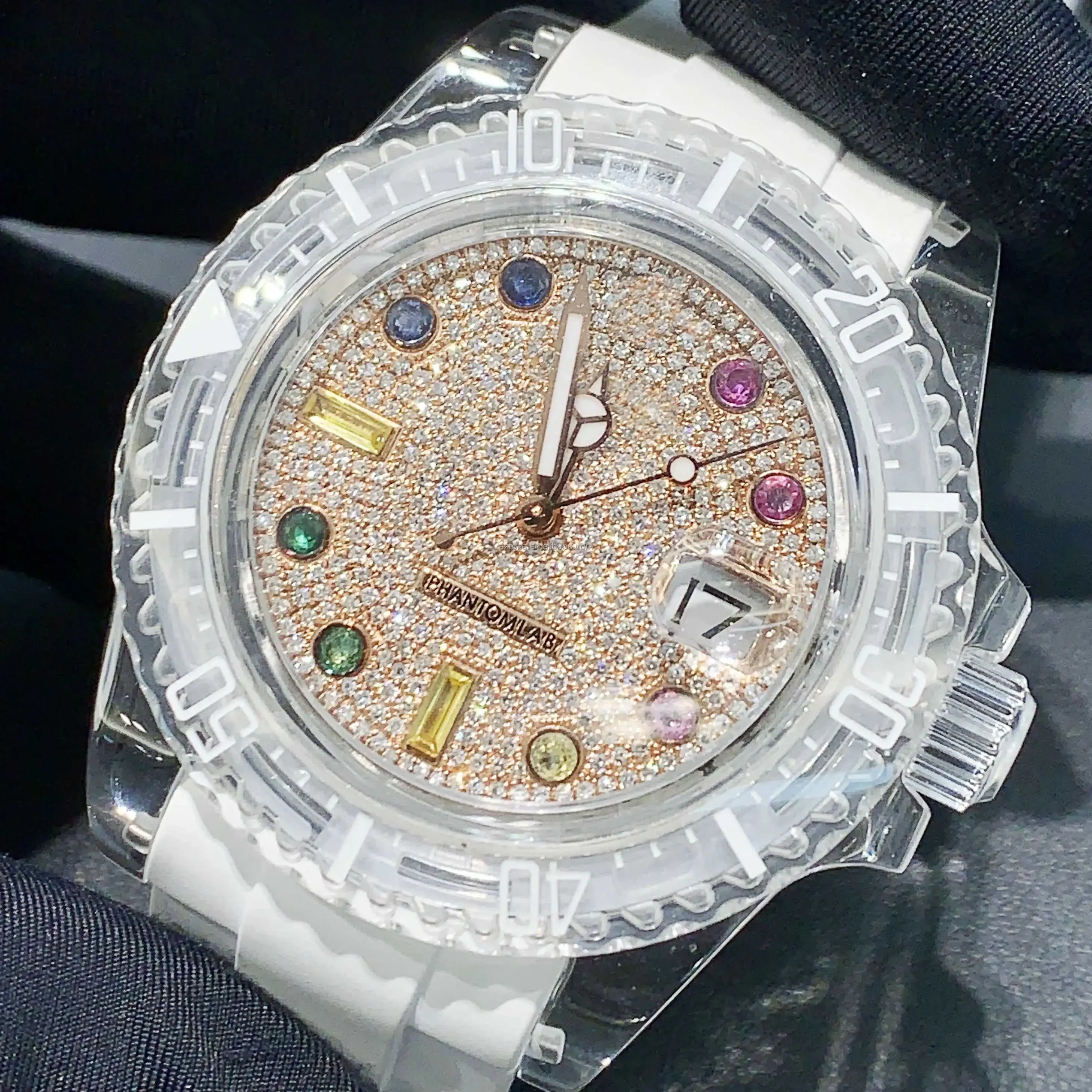 

New sapphire case paired with diamond dial, crystal mechanical watch, high-end timepiece