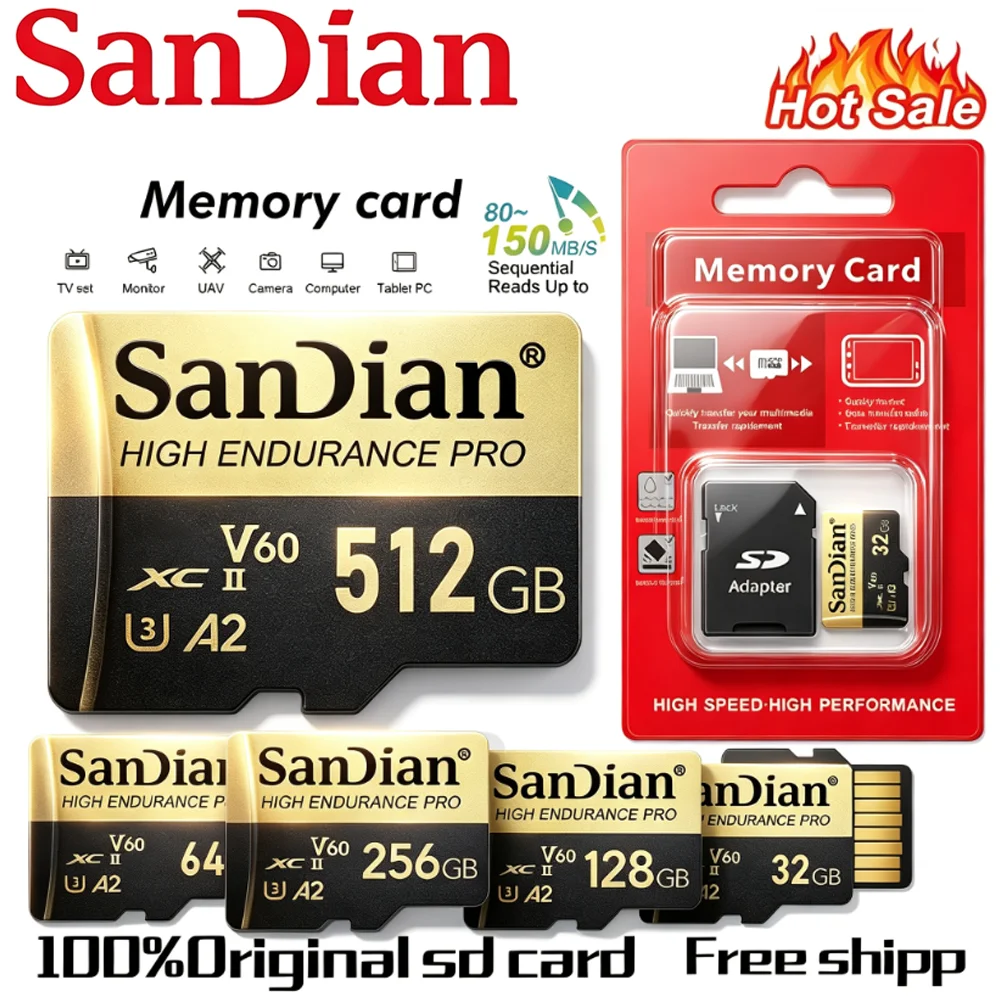 High-Speed SD Card 64GB/128GB/512GB Micro TF Memory Card Class 10 U3 V30 with Adapter for Nintendo Switch Lite Game Console
