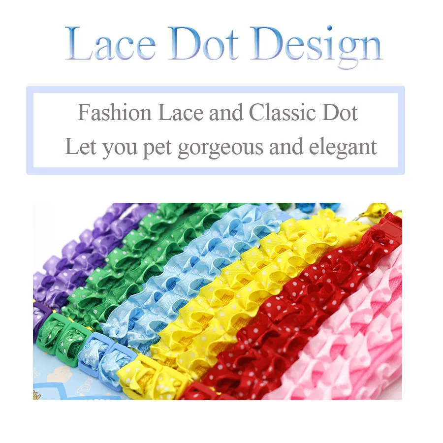 طوق كلب صغير مع جرس ، قلادة القط الدانتيل ، طوق جرو نقطة ، سلسلة لطيف ، لوازم هريرة قابلة للتعديل ، ملحق #3