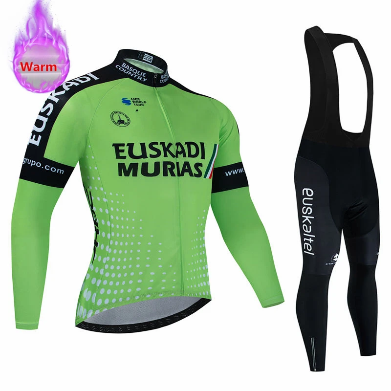 EUSKADI Winter Warm Thermal Fleece Set Cycling Clothes Men Bicycle Jersey Sport Riding MTB Bike Clothing Maillot Ciclismo Hombre