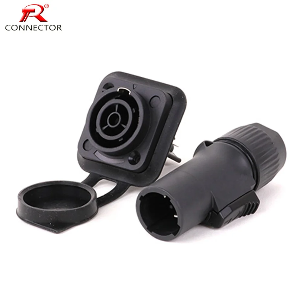 1set Full Black Waterproof Locking Powercon True Connector NAC3FX-W + PowerCon Chassis Connectors NAC3MPX or NAC3MX-W + NAC3FPX