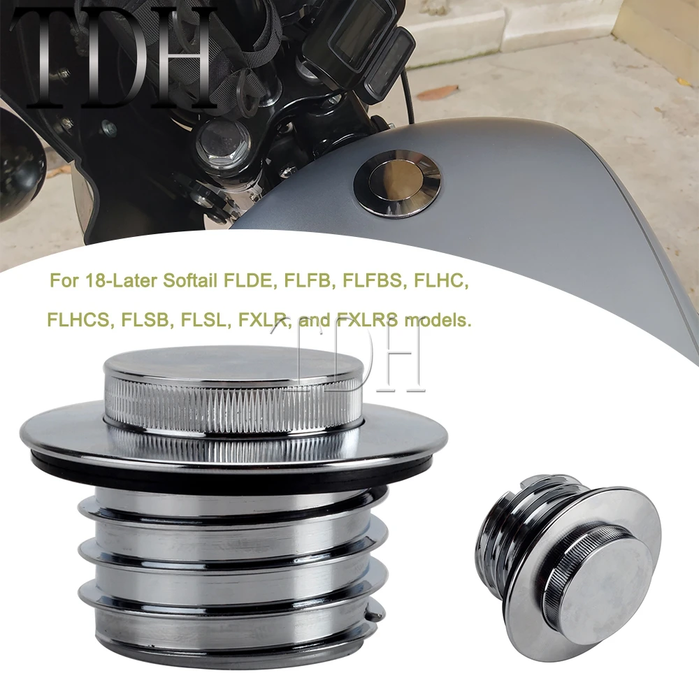 Flush-Mount Left Side Tank Cap Kit For Harley Softail Heritage Classic Sport Glide FLSB FLSL FXLR 18+ Pop-up Fuel Gas Cap Cover