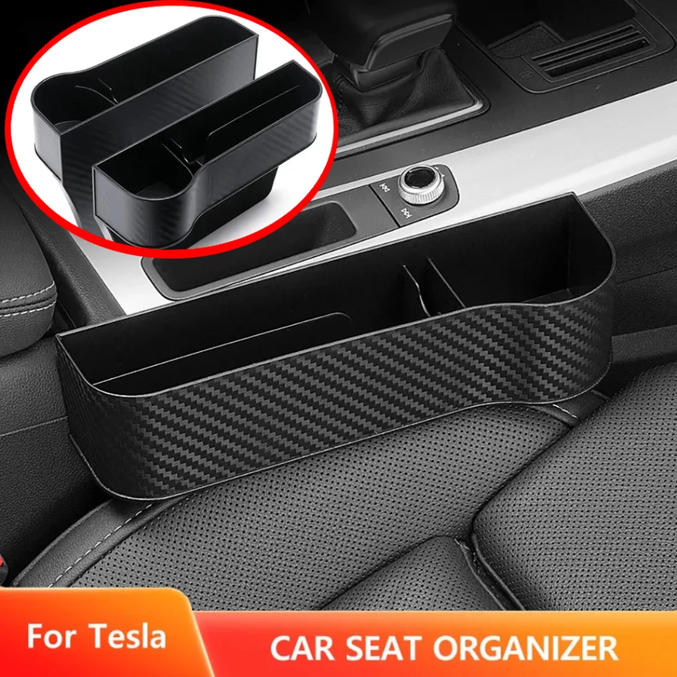 

Car Seat Gap Storage Box for Tesla Model X Y 3 S Car Interior Multifunctional Center Storage Box Wallet Mobile Phone Gap Pocket