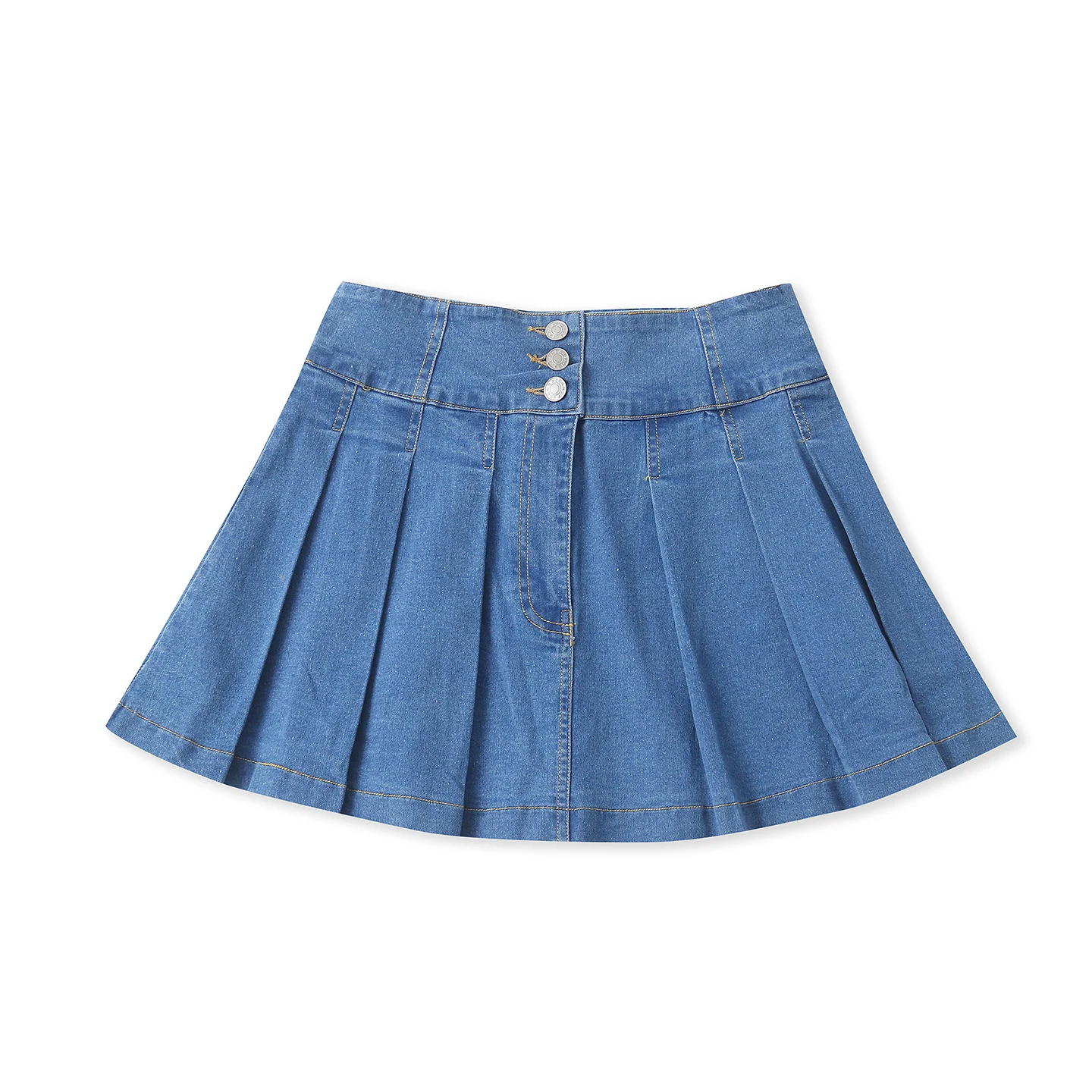 High Waist Washed Denim Skirt Spring Summer New Style Women's Versatile Youthful Slimming Half-length Pleated Skirt