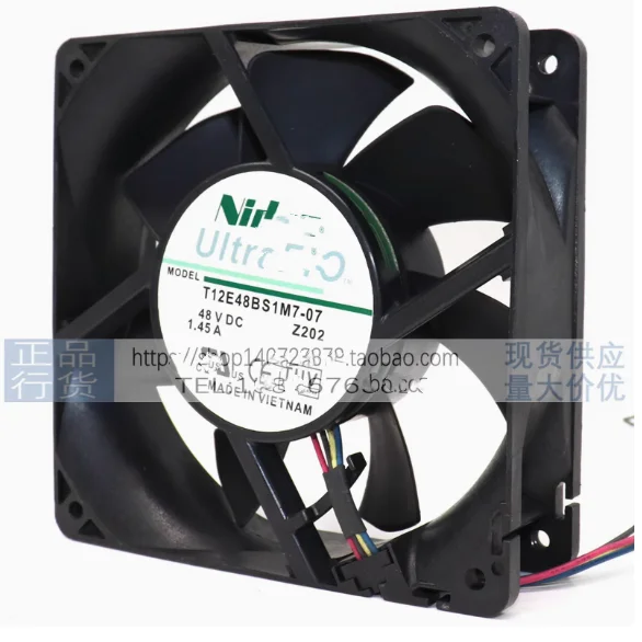 New Original Fan NIDEC T12E48BS1M7-07 48V 1.45A 12CM 4 wire