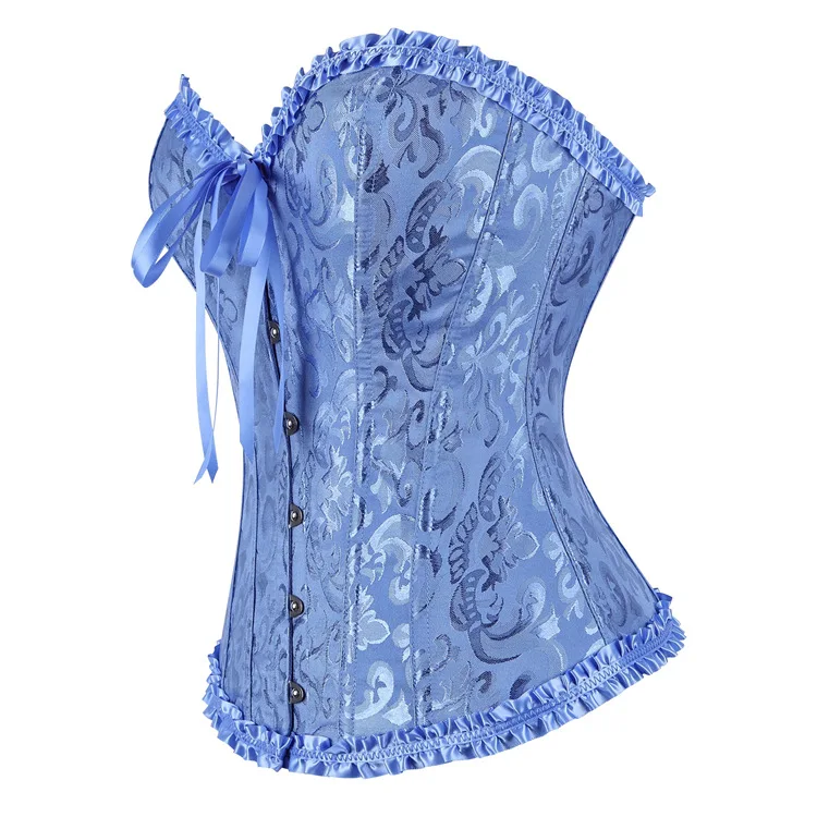 Frauen Korsett Top Jacquard Overbust Bustier Viktorianischen Sexy Lace up Floral Dessous Korset Vintage Gothic Basken Kostüm – Detail 35