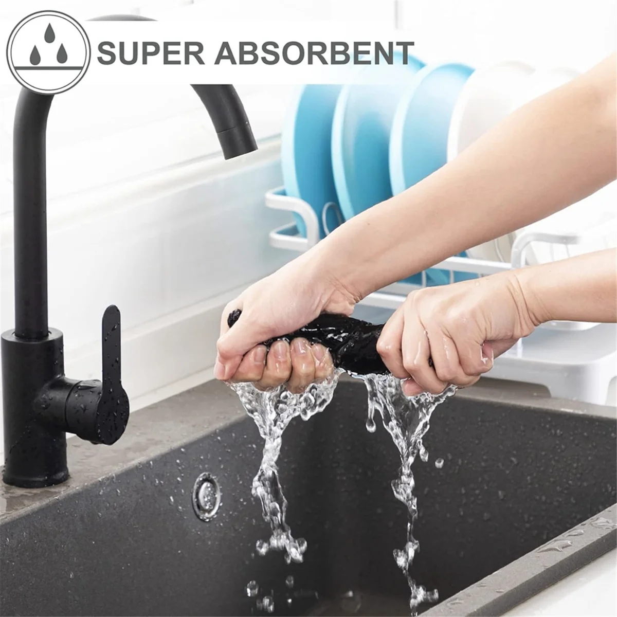 

B52C Kitchen Towels, 6Pcs Weave Ultra Soft Absorbent Dish Towels Quick Drying Dish Cloths, 12In