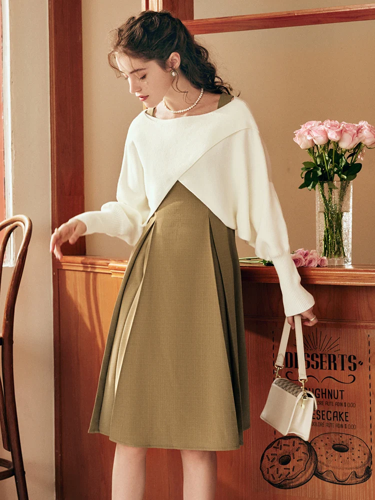 

OLrain Women Elegant Dress Sets Two Piece Outfits 2025 Autumn Sleeveless Dresses Asymmetrical Crop Top Dress Suits O22QE65619