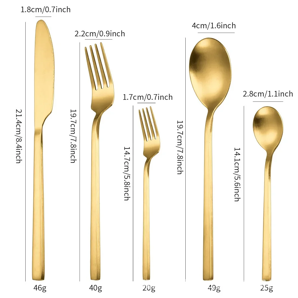 Banquet Events Steak Cutlery Set Natural,Gold,Rose Gold,Iridescent,Black Smooth Polished Edges Complete 5-Piece Set
