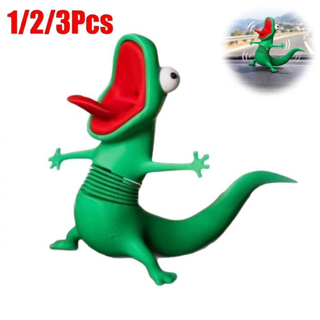 Shaking Lizard Car Dashboard Decoration Spring Dancing Bobble Head Toy Cute Stress Relief Ornament Auto Interior Accessories