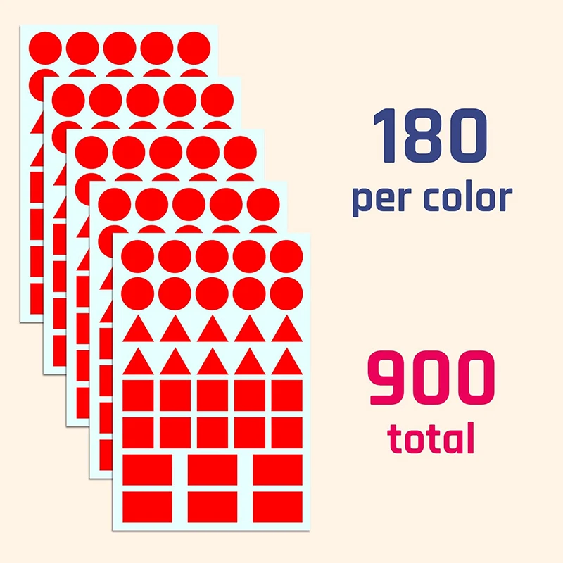 Colored Shape Stickers Labels 4 Shapes 5 Colors Labels Color Coding Stickers Triangles Circles Rectangles Self-Adhesive Decals F