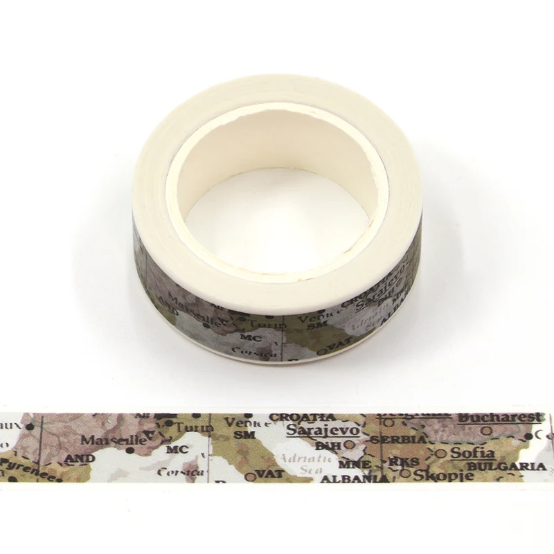 2023 NEW 1X 10M Decorative Retro Maps Japanese Washi Tape for Scrapbooking Planner Adhesive Masking Tape Cute Stationery